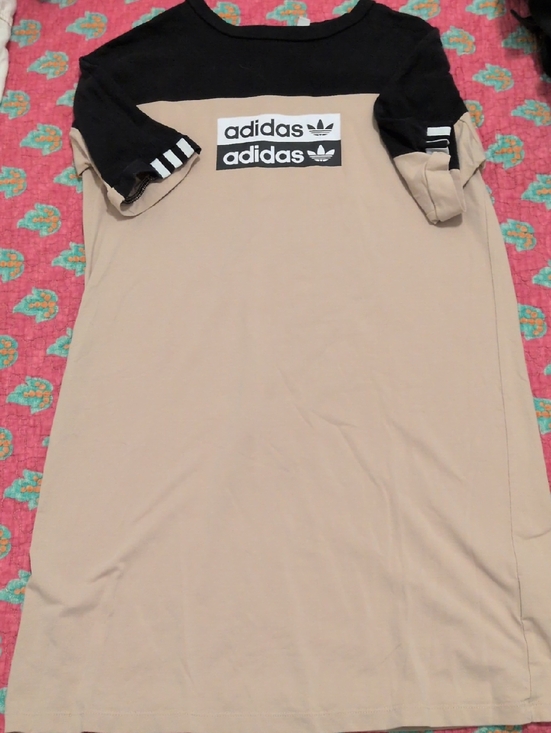 adidas Dresses & Skirts - adidas Beige and Black Logo Tee Dress